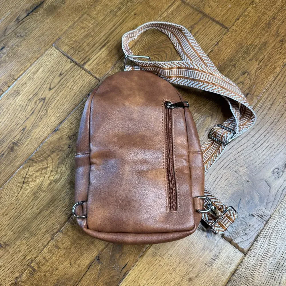 CLUCI Crossbody Bags Leather Sling Bag Cross Body Backpack Brown